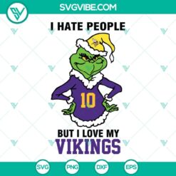 Grinch themed Minnesota Vikings football team SVG files for cutting machines in multiple formats.