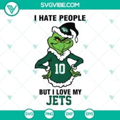 Christmas, Sports, SVG Files, Grinch I Hate People But I Love My New York Jets 2