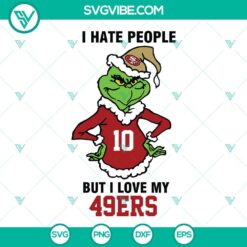 Grinch design with San Francisco 49ers football theme SVG download, perfect for fans.