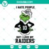 Grinch Las Vegas Raiders Christmas SVG: I Hate People But Love My Raiders Football, PNG DXF EPS Cut Files. Perfect for fans!