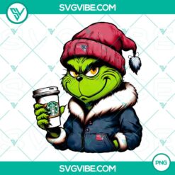 Grinch New England Patriots-themed Starbucks drink PNG files, perfect for football fans.