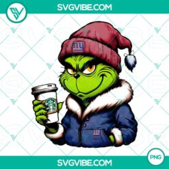 Grinch New York Giants themed drink cup from Starbucks, PNG image, perfect for NFL football fans.