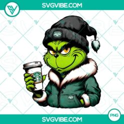 Grinch themed New York Jets drink Starbucks PNG file with a festive and unique design for holiday enthusiasts and football fans.