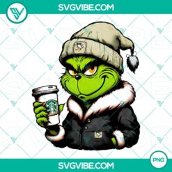 Grinch Pittsburgh Penguins themed Starbucks drink PNG file, featuring a unique cross-brand design in Christmas colors.