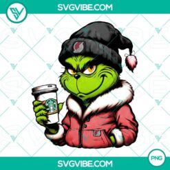 Grinch themed Portland Trail Blazers and Starbucks mashup with a transparent background in PNG format.