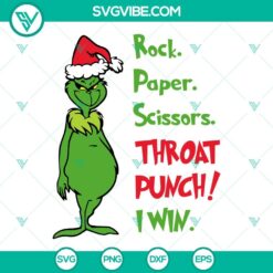 Christmas, SVG Files, Grinch Rock Paper Scissors Throat Punch SVG Files, Grinch 5