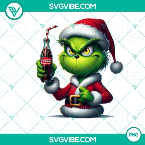 grinch santa claus with cocacola png grinch merry christmas png mockup