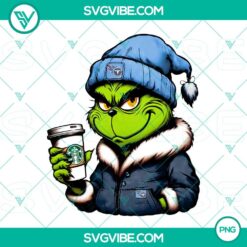 Grinch Tennessee Titans themed Starbucks drink PNG featuring unique design elements. Downloadable file.