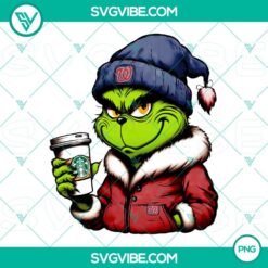 Grinch Washington Nationals baseball drink Starbucks PNG images with festive and sporty theme, perfect for holiday and sports lovers.