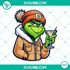 Funny Grinch with Margarita cocktail PNG image, Grinch enjoying tequila cocktail. Perfect for holiday designs and Christmas-themed projects.