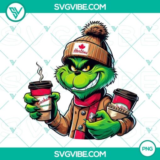 grinch with tim hortons png grinch drinking coffee png mockup