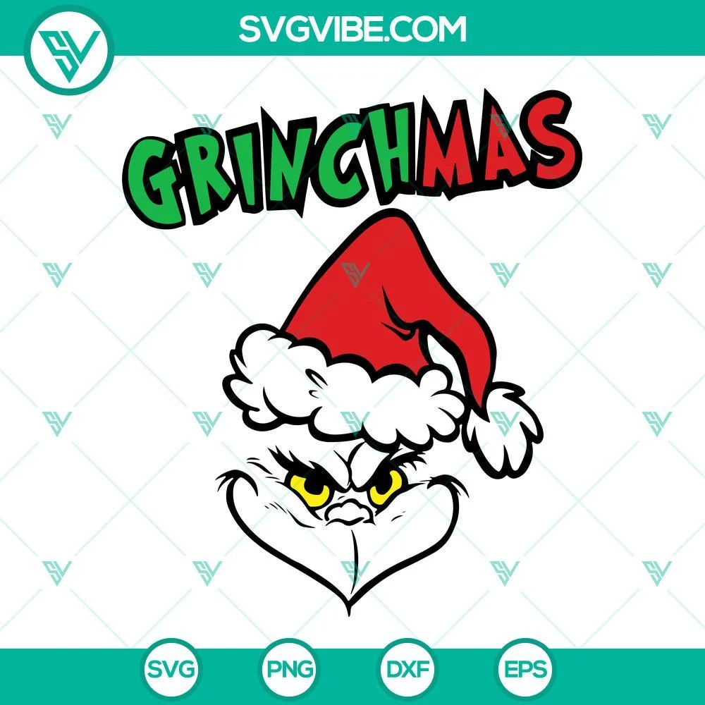 Christmas, SVG Files, Grinchmas SVG Image, Grinch Face Merry Christmas SVG 1