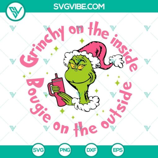 grinchy on the inside bougie on the outside svg pink grinchy svg pink christmas stanley tumbler svg 5 mockup