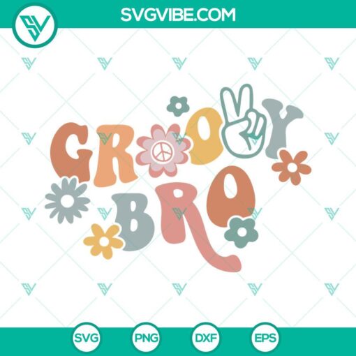 groovy bro svg brother svg birthday boy svg boho flowers svg hippie family svg png dxf eps cricut files 5 mockup