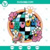 Disco ball, flower, roller skates SVG bundle with retro groovy design elements for digital download.