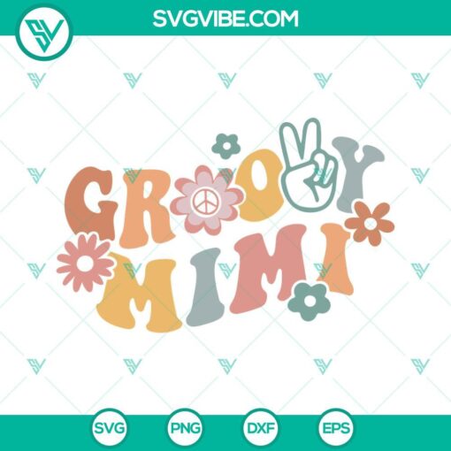 groovy mimi svg mimi svg boho flower svg family hippie svg png dxf eps cricut files 2 mockup