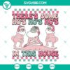 Pink Santa Claus SVG file with "Ho Ho Ho In This House" text design. Groovy holiday decor.