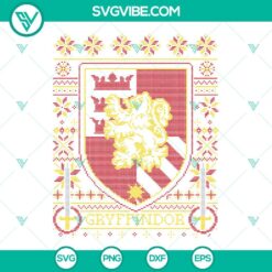 Gryffindor Ugly Christmas Sweater SVG Image, Harry Potter Christmas SVG Download