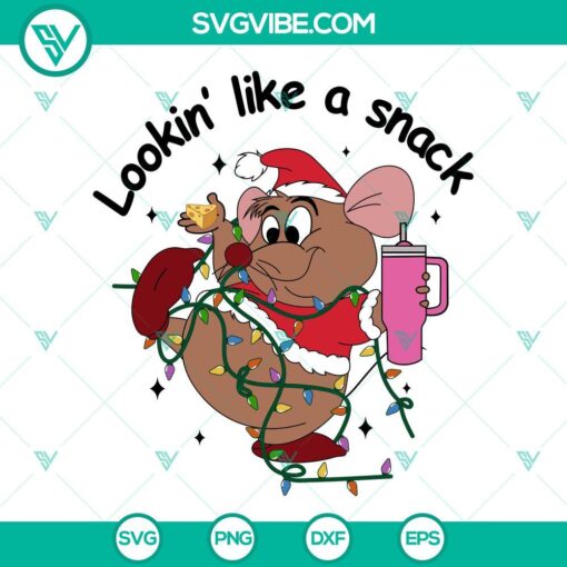 gus gus lookin like a snack svg gus gus holding cheese and christmas light svg disney cinderella mouse christmas svg mockup