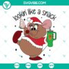 Gus Gus from Cinderella holding a Christmas tree cake and gingerbread tumbler SVG files, ideal for holiday projects.