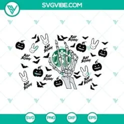 Halloween, Starbucks Cup Wrap, SVG Files, Halloween Bad Bunny Starbucks Cup SVG 2