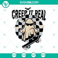 Halloween, SVG Files, Halloween Creep It Real Ghost Skateboard SVG Image PNG 4