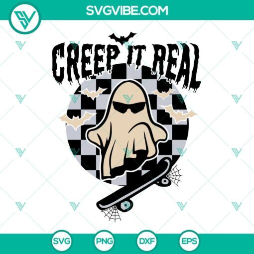 halloween boy svg creep it real svg ghost skateboard svg png dxf eps cut files 4 mockup