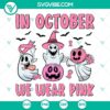 Halloween pink ribbon ghost SVG file for October, supports breast cancer awareness.