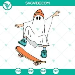 Halloween, SVG Files, Halloween Ghost Skateboard SVG File, Boy Halloween SVG 2