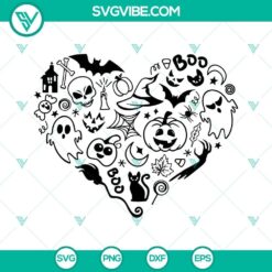 Halloween Heart SVG Download, Happy Halloween SVG File, Spooky Heart SVG Images, Bats