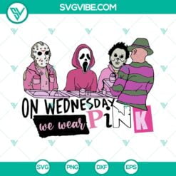 Halloween, SVG Files, Halloween Horror Characters On Wednesday We Wear Pink SVG 2