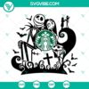 Jack and Sally themed Starbucks cup SVG images for Halloween, featuring a full wrap design. Perfect for crafts and personalizing cups.