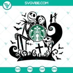 Halloween, Starbucks Cup Wrap, SVG Files, Halloween Jack And Sally Starbucks 14