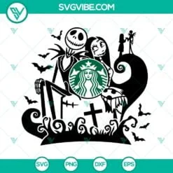 Halloween, Starbucks Cup Wrap, SVG Files, Halloween Jack And Sally Starbucks 2