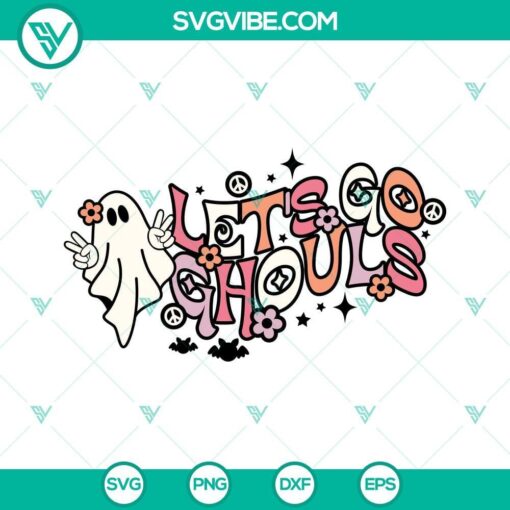 halloween let s go ghouls svg halloween ghost svg retro halloween svg spooky svg 1 mockup