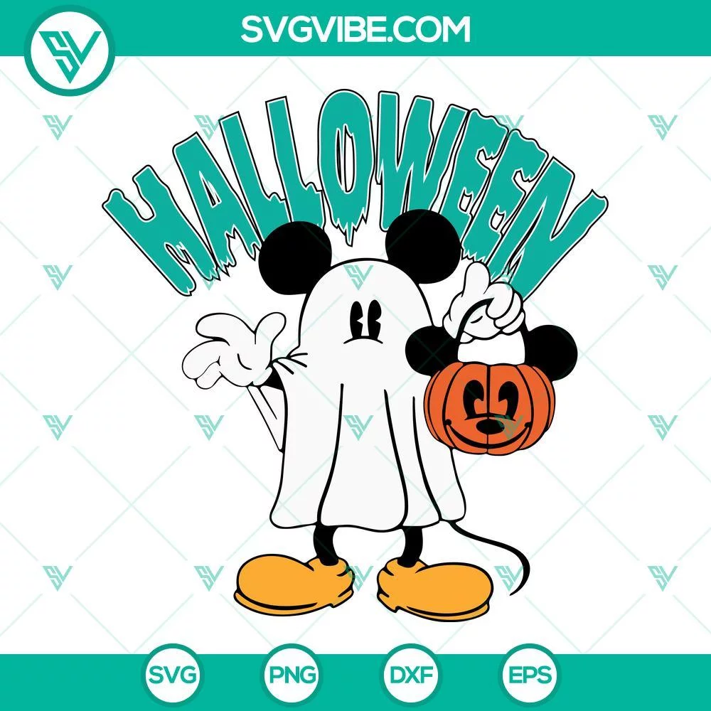 Disney, Halloween, SVG Files, Halloween Mickey Ghost Pumpkin SVG Image, Mickey 1