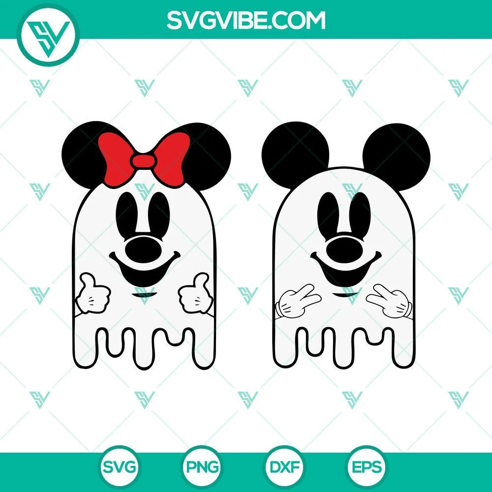 Disney, Halloween, SVG Files, Halloween Mickey Minnie Ghost Bundle SVG File, 1