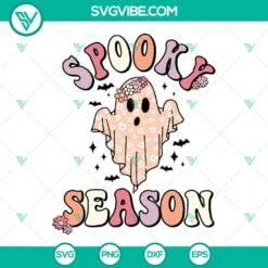 Halloween, SVG Files, Halloween Spooky Season Flowers Ghost SVG Files, Cute 2