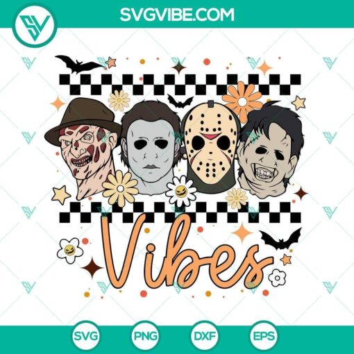 halloween vibes svg freddy krueger svg michael myers svg jason voorhees svg leatherface svg horror movie characters svg 4 mockup