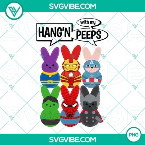 hanging with my peeps png marvel superheroes easter peeps png bunny super heroes png mockup 1