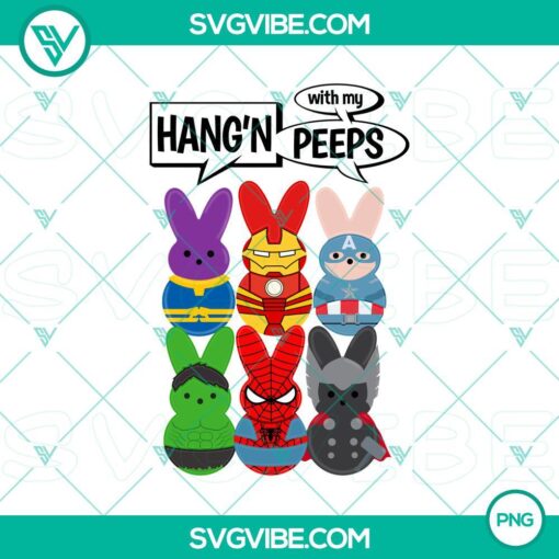 hanging with my peeps png marvel superheroes easter peeps png bunny super heroes png mockup