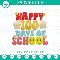 Embroidery Designs, School Embroidery Designs, Happy 100 Days Of School Digital 22