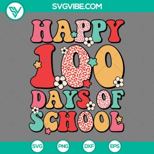 happy 100 days of school leopard svg png dxf eps mockup