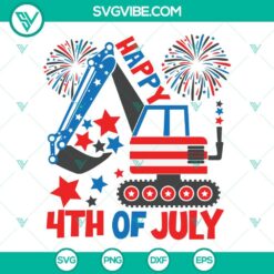 4th Of July, SVG Files, Happy 4th Of July Excavator SVG Image, Kids 4th July 15