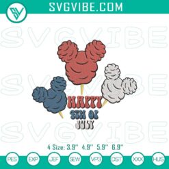 Disney 4th of July Mickey Ears embroidery designs featuring cotton candy and patriotic patterns, ideal for festive projects.