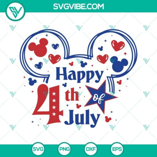 happy 4th of july mickey minnie head svg bundle disney 4th of july svg png dxf eps 6 mockup