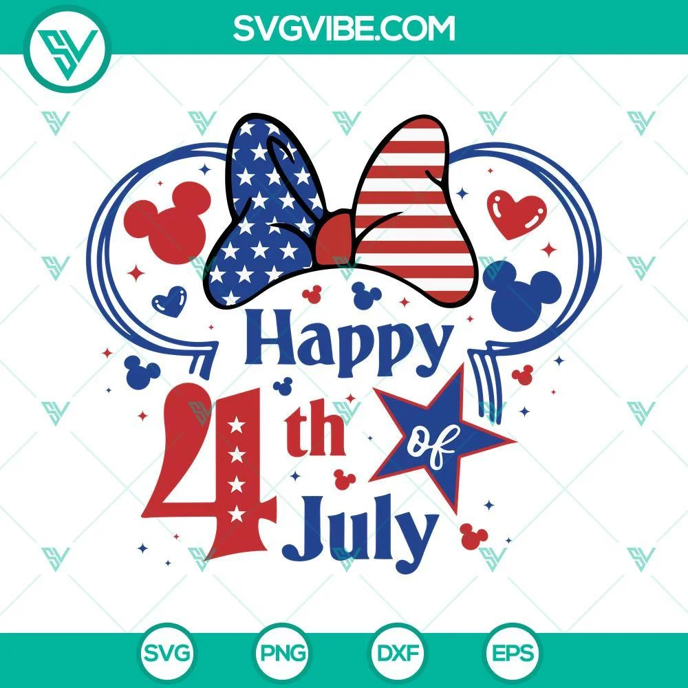 4th Of July, Disney, SVG Files, Happy 4th Of July Mickey Minnie Head SVG Images 2