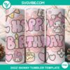 Birthday-themed My Melody 20oz tumbler wrap PNG file, featuring a cheerful design perfect for celebrating.