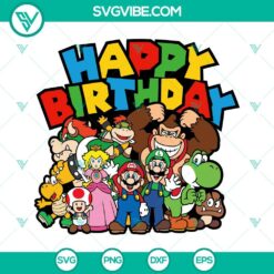 Birthday, Movies, SVG Files, Happy Birthday Super Mario Bros SVG File, Mario 2