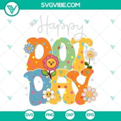 Happy Dot Day SVG Images, Flowers Smile Face Happy Dot Day SVG Files, Polka